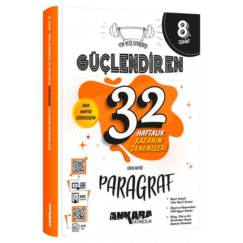 Ankara Yayınları 8. Sınıf Güçlendiren 32 Haftalık Paragraf Kazanım Denemeleri