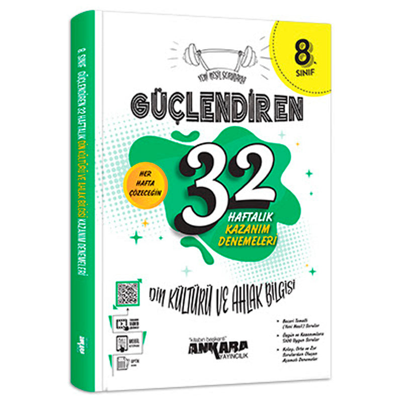 Ankara Yayınları Güçlendiren 8. Sınıf Din Kültürü ve Ahlak Bilgisi 32 Haftalık Kazanım Denemeleri (2022-2023)