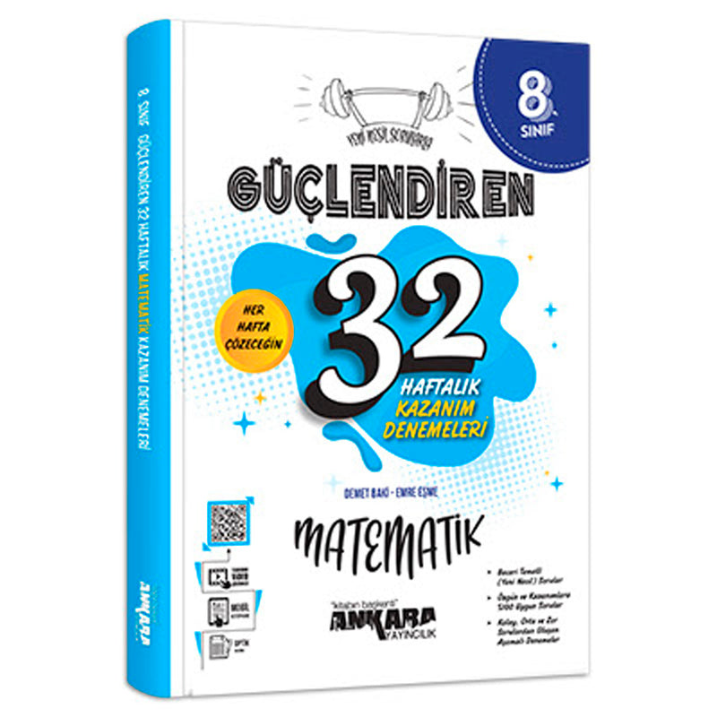 Ankara Yayınları Güçlendiren 8. Sınıf Matematik 32 Haftalık Kazanım Denemeleri (2022-2023)