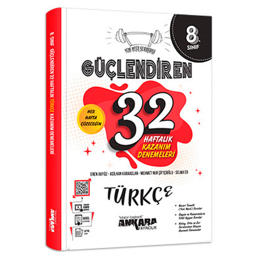 Ankara Yayınları Güçlendiren 8. Sınıf Türkçe 32 Haftalık Kazanım Denemeleri (2022-2023)