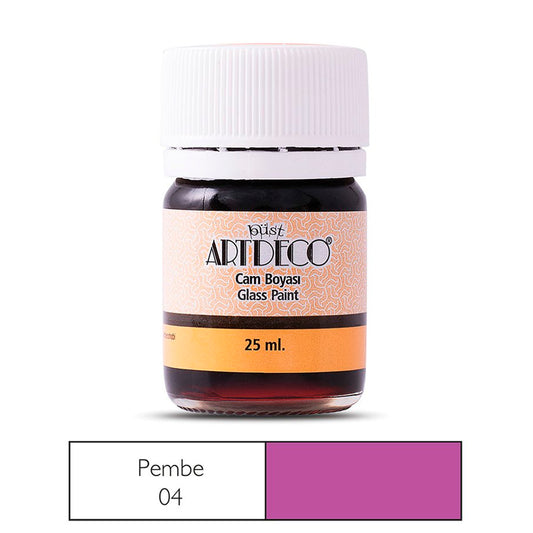 Artdeco 25 ml Pembe Cam Boyası - Sanatsal Hobi ve Cam Dekorasyon Boyası