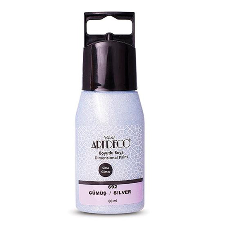 Artdeco 60 ml Metalik Simli Gümüş Boyutlu Boya - Sanatsal Hobi ve Kabartma Boyası