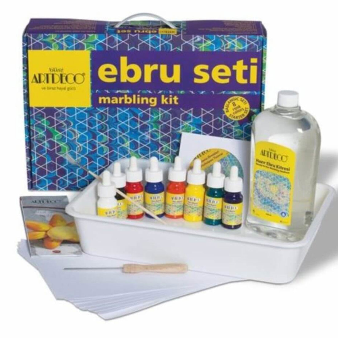 Artdeco 8 Renk Çantalı Ebru Başlangıç Seti 85570