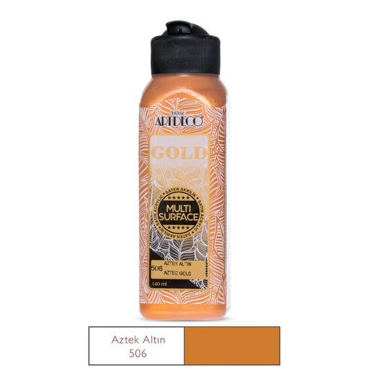 Artdeco Gold Multi-Surface 140 Ml. Aztek Altın Metalik Akrilik Boya - Hobi, Sanat ve Dekorasyon Boyası`