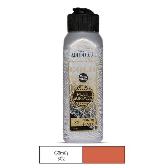 Artdeco Gold Multi-Surface 140 Ml. Gümüş Metalik Akrilik Boya - Sanatsal Hobi ve Çok Yüzeyli Boya