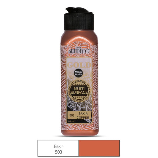 Artdeco Gold Multi Surface 140 Ml. Metalik Bakır Akrilik Boya - Sanatsal, Hobi ve Tuval Boyası