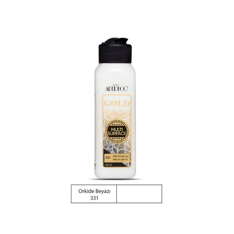 Artdeco Gold Multi-Surface 140 Ml. Orkide Beyazı Akrilik Boya - Sanatsal Hobi, Tuval ve Dekorasyon Boyası