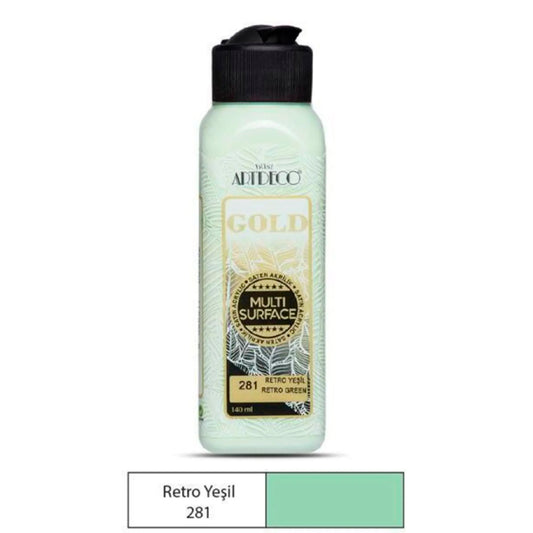 Artdeco Gold Multi-Surface 140 Ml. Retro Yeşil Akrilik Boya - Sanatsal Hobi ve Çok Yüzeyli Boya