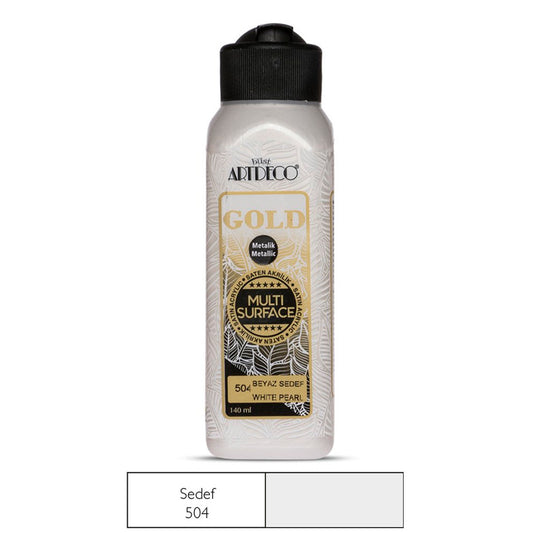 Artdeco Gold Çok Yüzeyli Sedef Metalik Akrilik Boya 140 Ml. - Sanatsal Hobi ve Dekorasyon Boyası