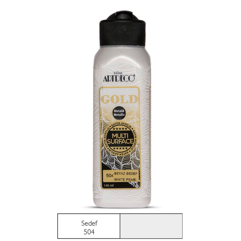 Artdeco Gold Çok Yüzeyli Sedef Metalik Akrilik Boya 140 Ml. - Sanatsal Hobi ve Dekorasyon Boyası