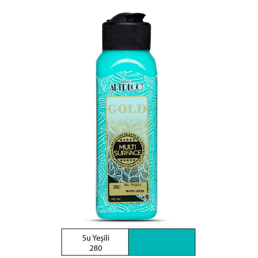 Artdeco Gold Multi-Surface 140 Ml. Su Yeşili Akrilik Boya - Çok Yüzeyli Sanat ve Hobi Boyası