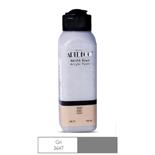 Artdeco Gri 140ml Akrilik Boya - Sanatsal Tuval ve Hobi Boyası
