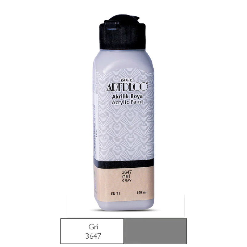 Artdeco Gri 140ml Akrilik Boya - Sanatsal Tuval ve Hobi Boyası