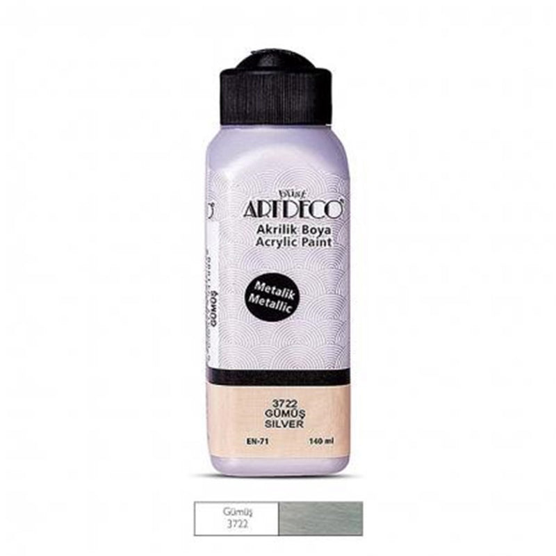 Artdeco Gümüş 140ml Metalik Akrilik Boya - Sanat, Resim ve Hobi Çalışmaları İçin