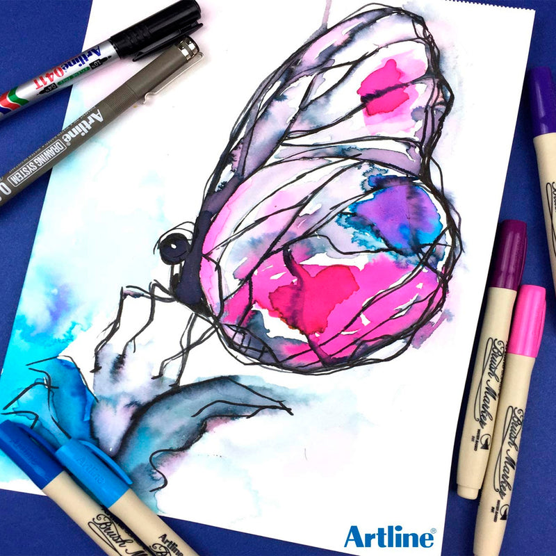Artline Supreme Açık Mavi Brush Uçlu Kalem - Sanat, Çizim ve Boyama Marker Kalemi