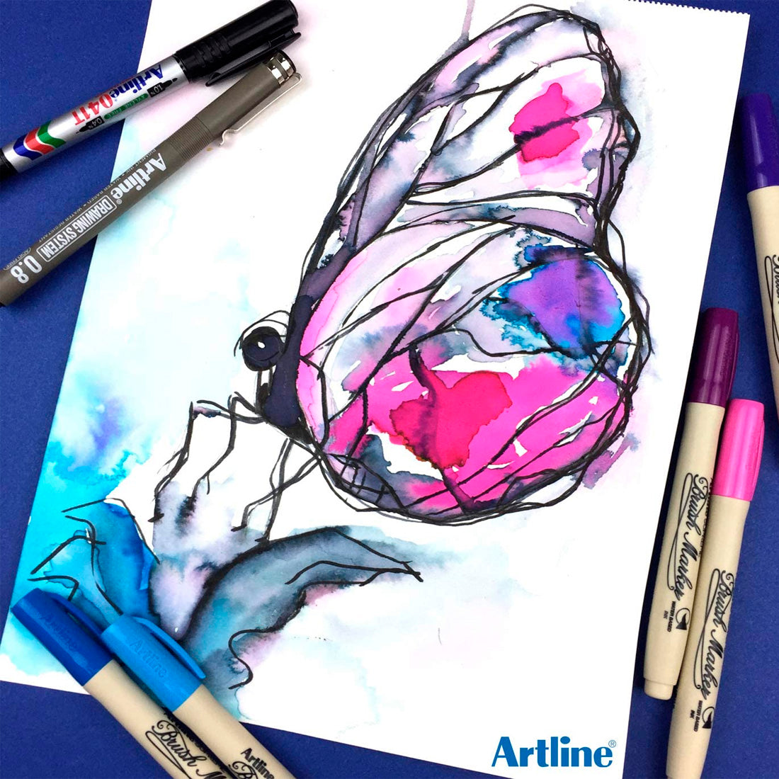 Artline Supreme Mavi Brush Uçlu Kalem - Sanatsal Çizim, Kaligrafi ve Boyama Markeri