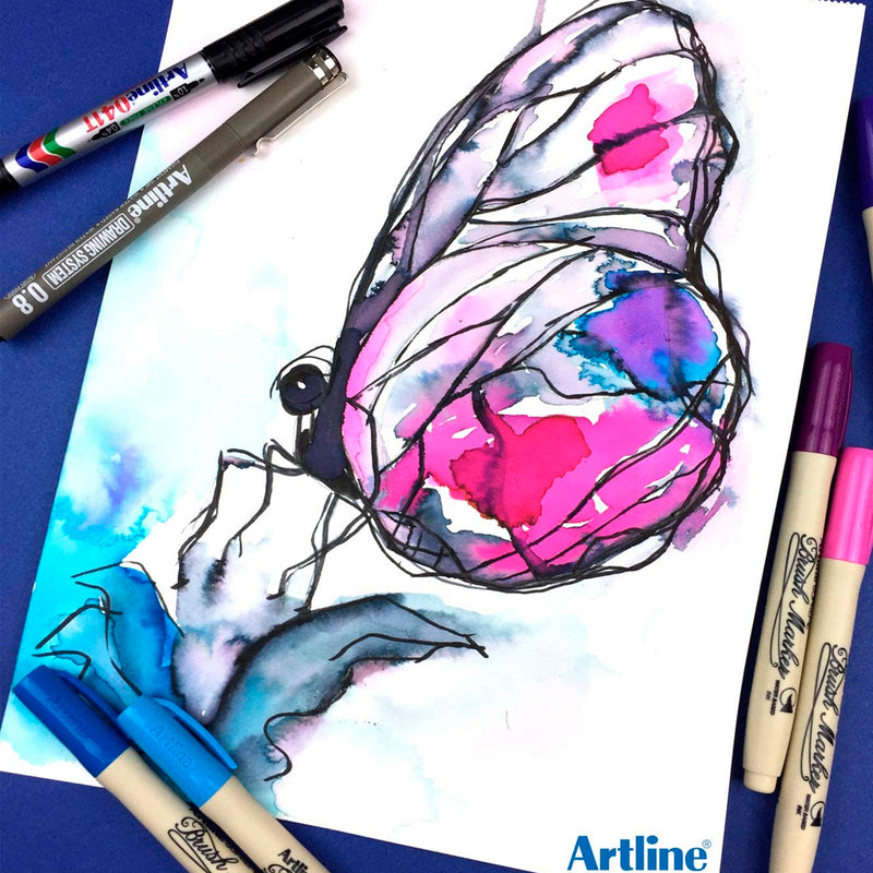 Artline Supreme Pembe Brush Uçlu Kalem - Sanatsal Çizim, İllüstrasyon ve Kaligrafi Marker