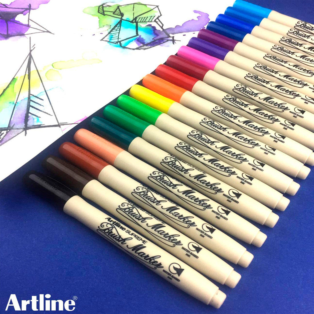 Artline Supreme Royal Mavi Brush Uçlu Kalem - Sanatsal Çizim, Boyama ve Marker Kalemi