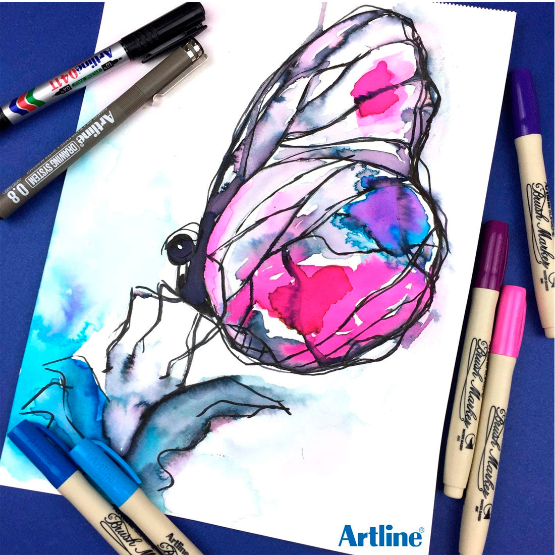 Artline Supreme Royal Mavi Brush Uçlu Kalem - Sanatsal Çizim, Boyama ve Marker Kalemi