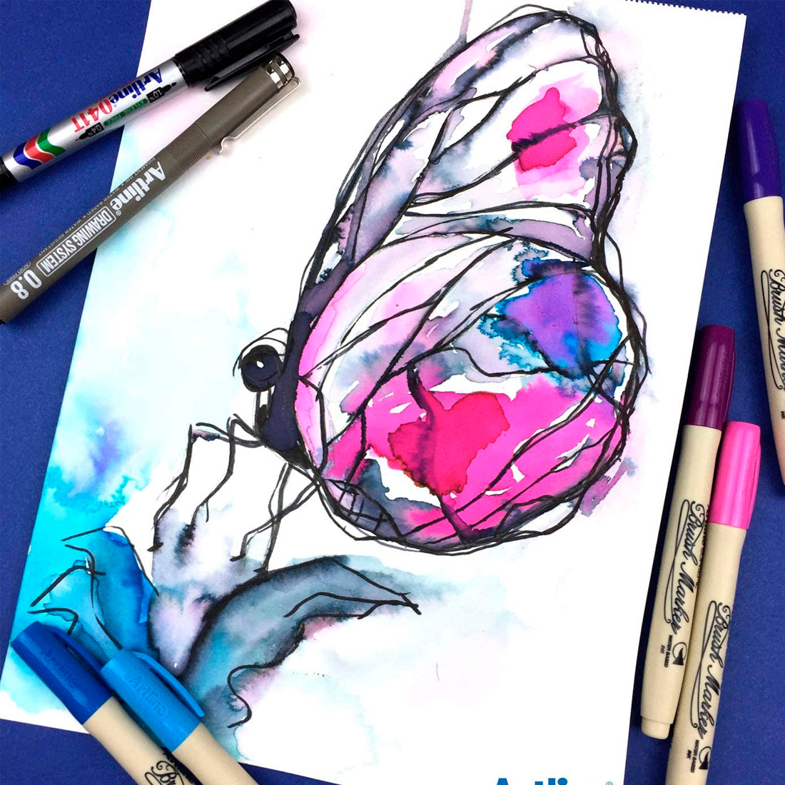 Artline Supreme Turkuaz Brush Uçlu Kalem - Hediyelik Yumuşak Yazım ve Ofis Kalemi