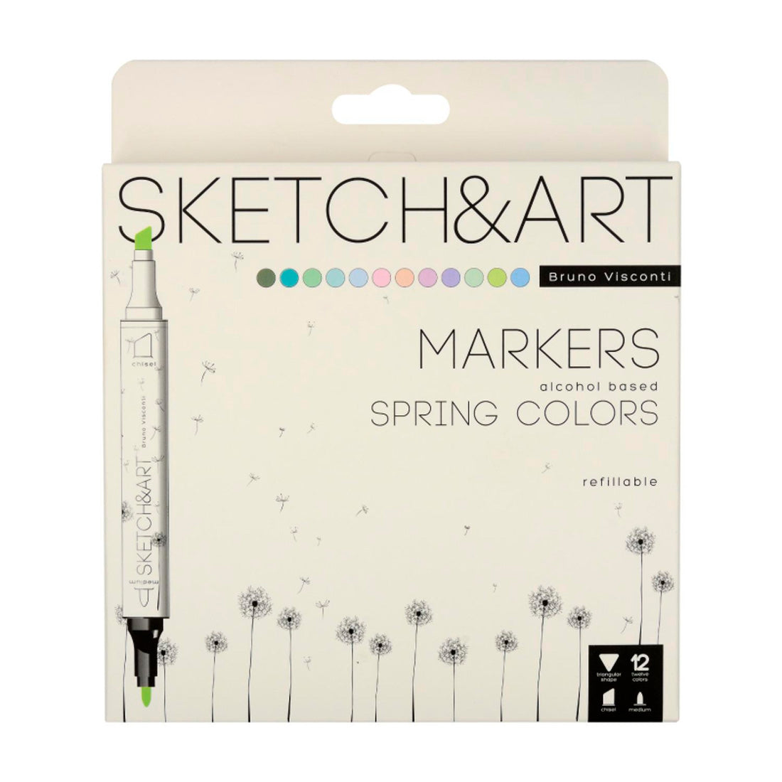 Bruno Visconti Sketch Art 12 Renk Çift Taraflı Markers - Eskiz, Çizim ve Sanat Kalemi