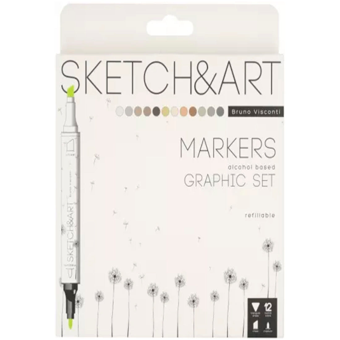 Bruno Visconti Sketch Art Çift Taraflı Markers 12 Renk - Sanatsal Çizim ve Grafik Kalemi