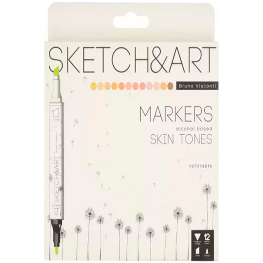Bruno Visconti Sketch Art Çift Taraflı Markers 12 Renk Portrait - Sanat, Çizim ve Eskiz Kalemi