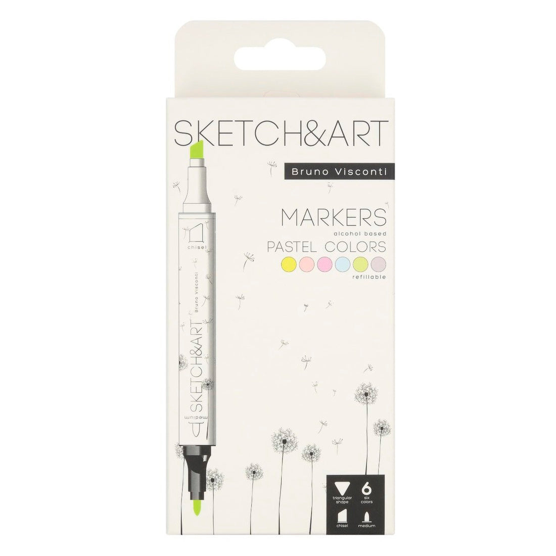 Bruno Visconti Sketch Art Çift Taraflı Markers 6 Renk Pastel - Sanat, Çizim ve İllüstrasyon Kalem Seti