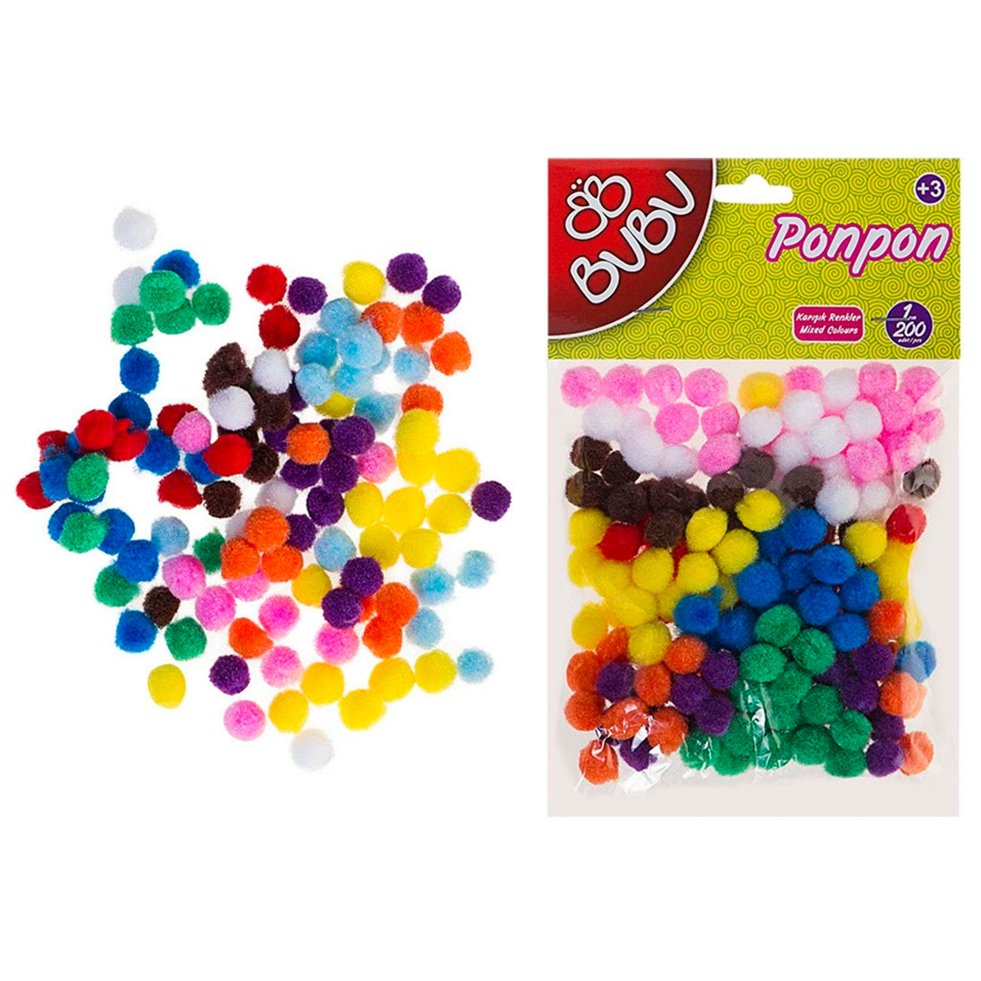 Bu-Bu 200'lü 1 cm Renkli Ponpon BU-BU00108