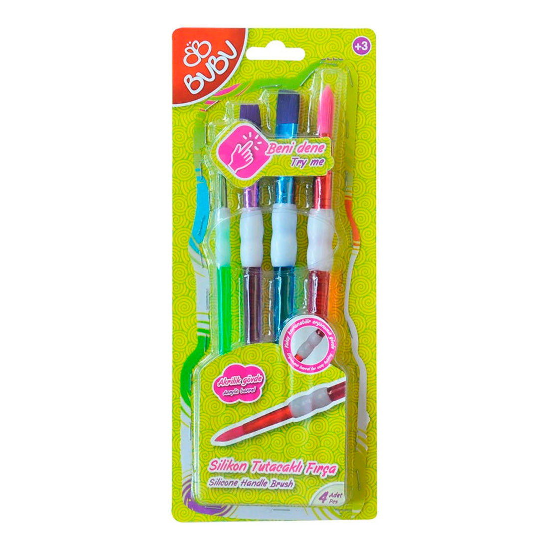 Bu-Bu 4lü Silikon Fırça Tutacaklı - Resim, Sanat ve Hobi Fırça Seti
