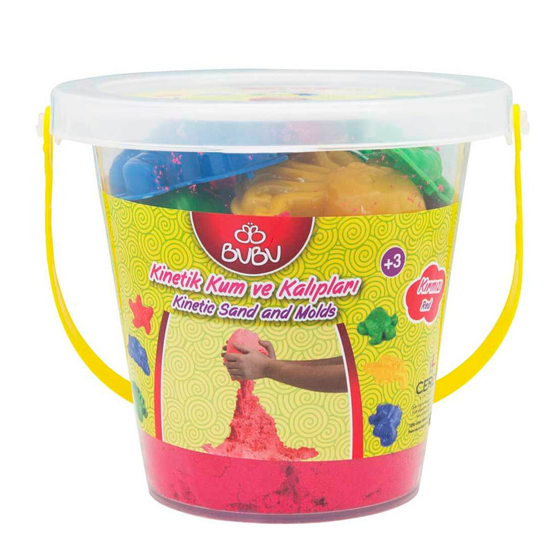 Bu-Bu 500 gr Kinetik Kırmızı Kum ve Kalıplar Kova BUBU-KU0024