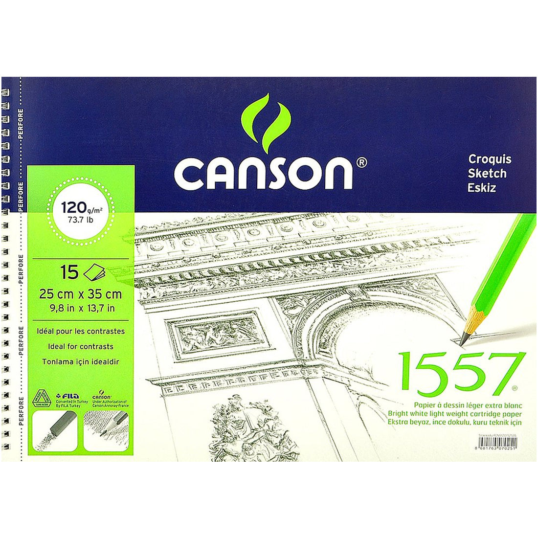 Canson 1557 Croquis Eskiz Çizim Defteri 120Gr.15 Yaprak,25cmx35cm Boy