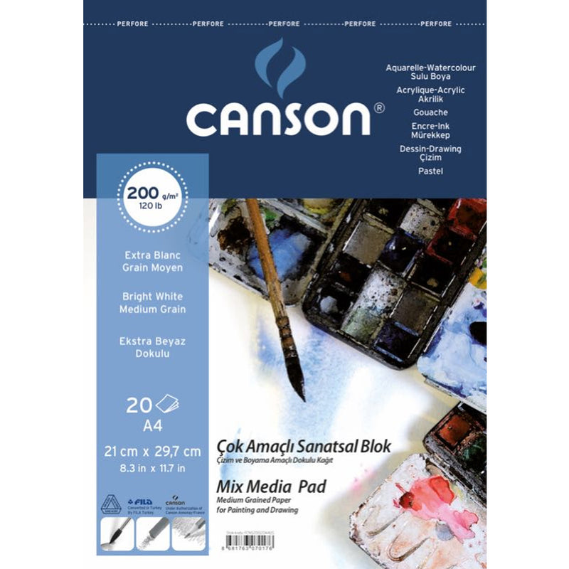 Canson 200 gr Spiralli A4 20 Sayfa Fineface Çok Amaçlı Sanatsal Blok - Eskiz ve Not Defteri