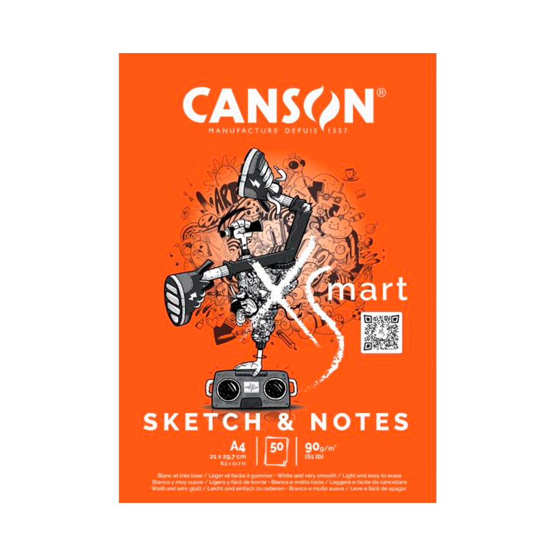 Canson A4 150Gr. Pad Xsmart Drawing Art 40SH Çizim Defteri - Sanatsal Eskiz ve Çizim Defteri