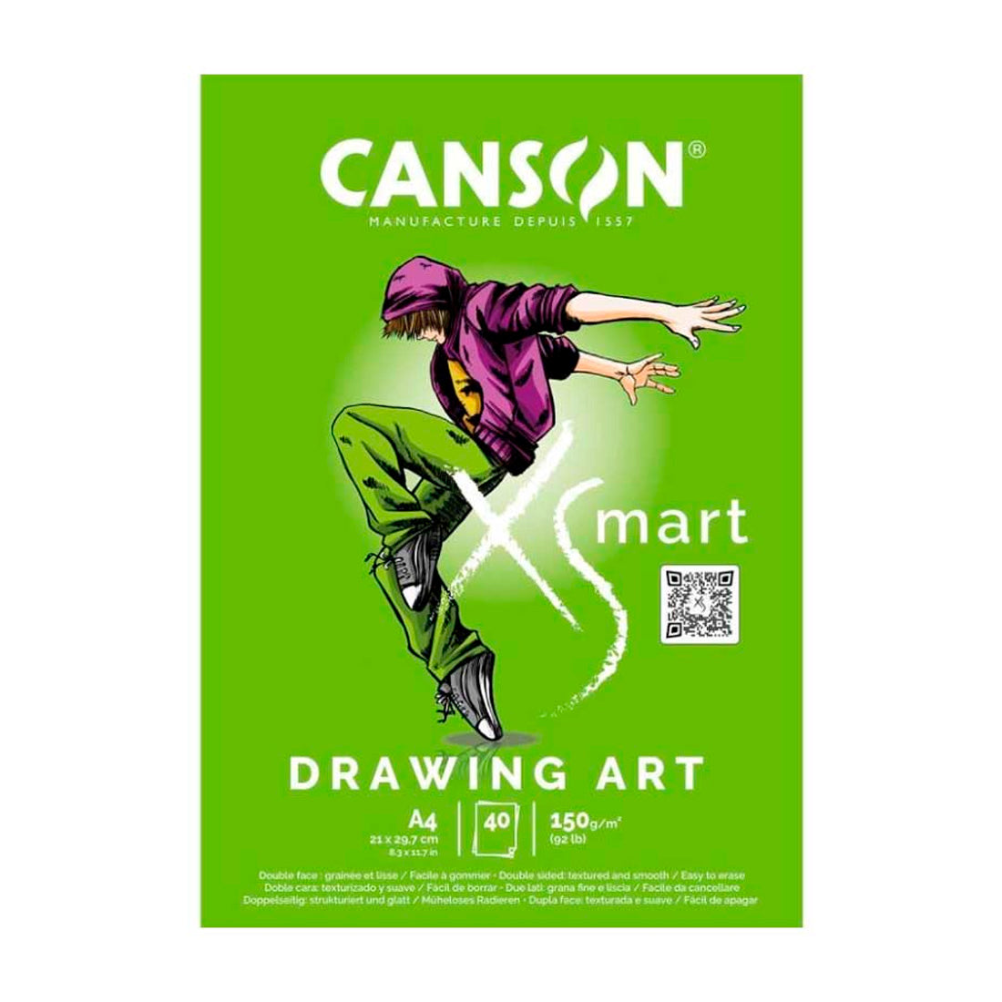 Canson A4 90Gr. Pad Xsmart Sketch & Notes 50SH Çizim Defteri - Eskiz, Not Tutma ve Okul Defteri