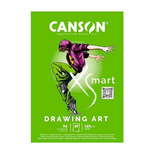Canson A4 90Gr. Pad Xsmart Sketch & Notes 50SH Çizim Defteri - Eskiz, Not Tutma ve Okul Defteri