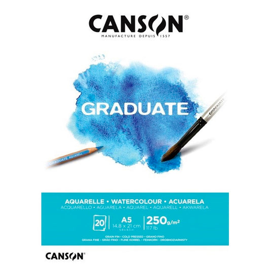 Canson Graduate A5 250 gr 20 Sayfa Aquarelle Suluboya Bloğu - Sanatsal Eskiz ve Çizim Defteri