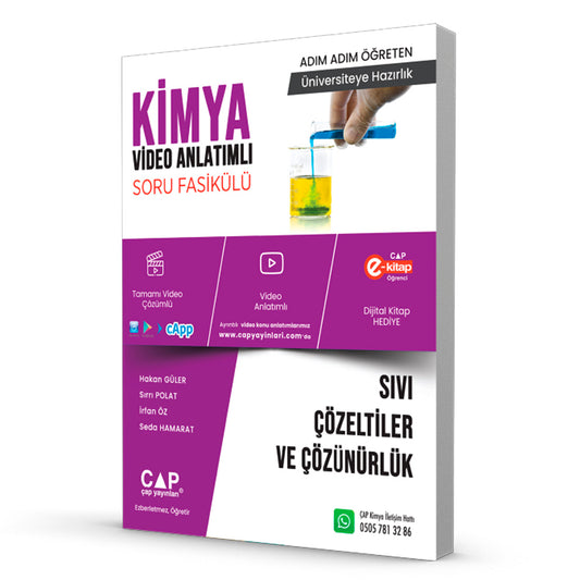 Çap Yayınları Üniversiteye Hazırlık Kimya Sıvı Çözeltiler ve Çözünürlük Konu Anlatımlı Soru Fasikülü