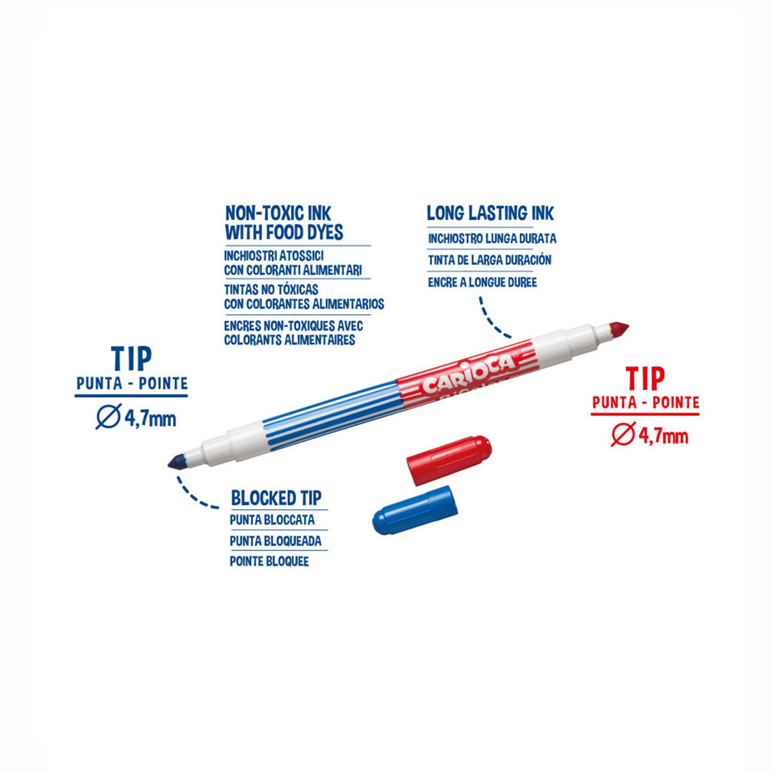 Carioca 12'Li 24 Renk Bicolor Süper Yıkanabilir Çift Uçlu Keçeli Boya Kalemi 42265