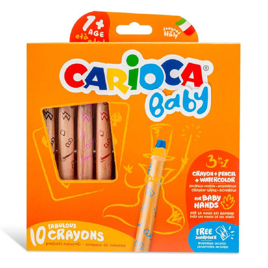 Carioca 3 In 1 Jumbo 10'lu Bebek Ahşap Gövdeli Boya Kalemi 42818