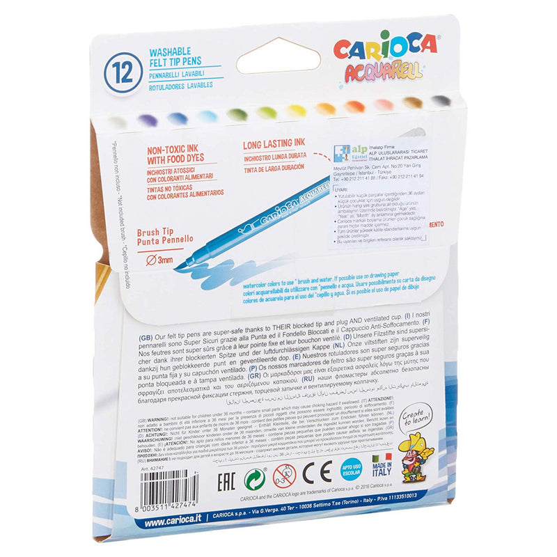 Carioca Acquarell 12'li Fırça Uçlu Keçeli Boya Kalemi