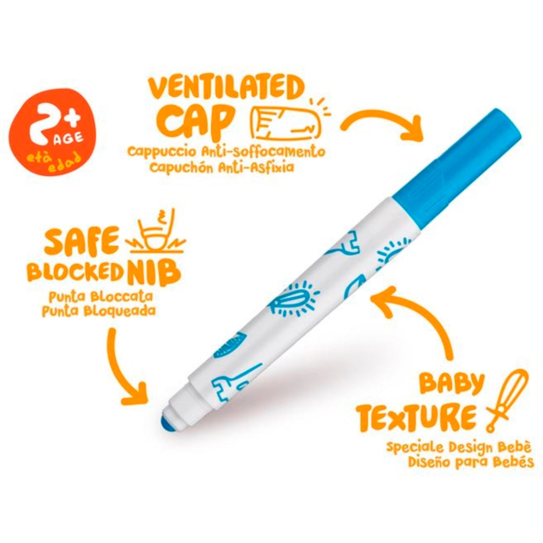 Carioca Jumbo Bebek 6'lı Süper Yıkanabilir Keçeli Boya Kalemi +2 Yaş 42813