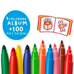 Carioca Süper Yıkanabilir 100'lü Keçeli Boya Kalemi+Boyama Kitabı 42736