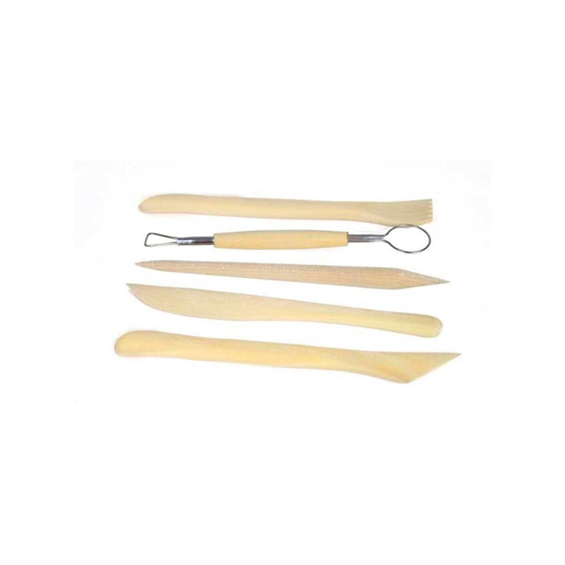 CeoArt 5'li Ahşap Modelaj Kalemi - Kil, Seramik ve Heykel Şekillendirme Sanat Malzemesi