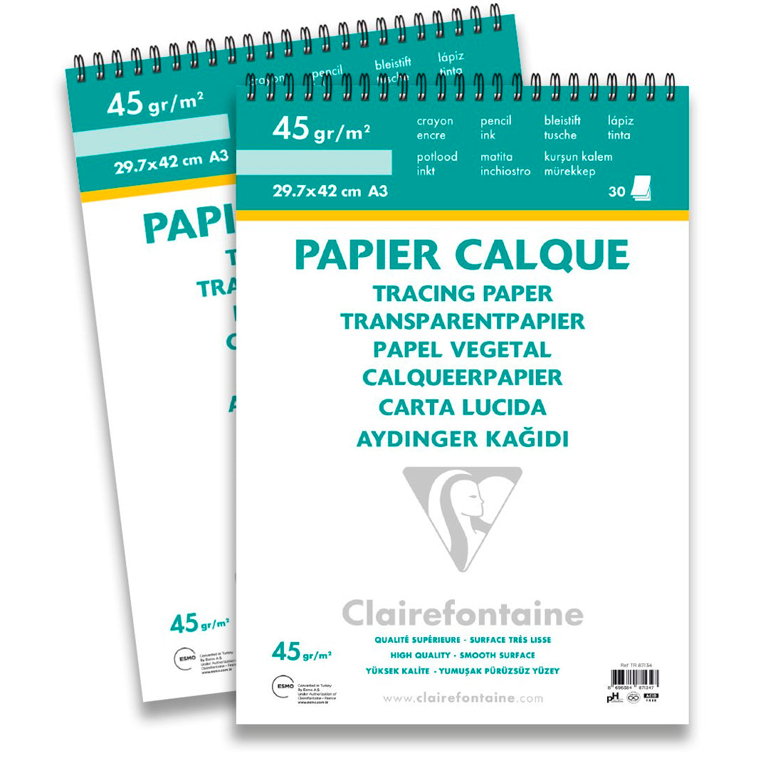 Clairefontaine Aydınger 29,7x42 cm 45 gr 30 Sayfa Üst Spiral Çizim Defteri - Eskiz, Sanatsal