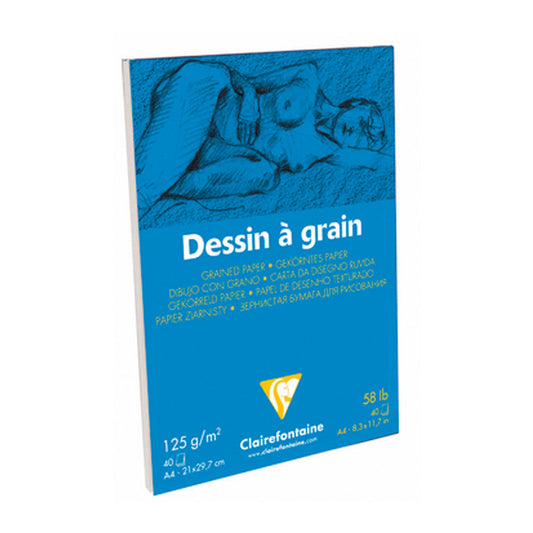 Clairefontaine Dessin a Grain İnce Dokulu Spiralli Çizim Bloğu 125 gr A4 40 Yaprak - Eskiz Defteri, San