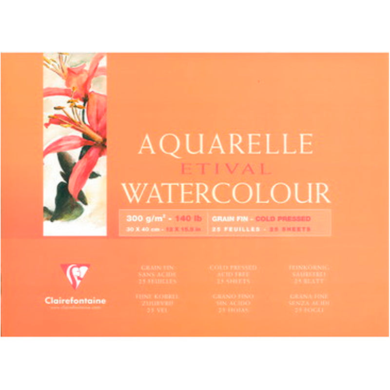 Clairefontaine Etival 30x40 cm Cool Pressed 30 Sayfa Sulu Boya Defteri - Sanatsal Eskiz ve Resim Defteri