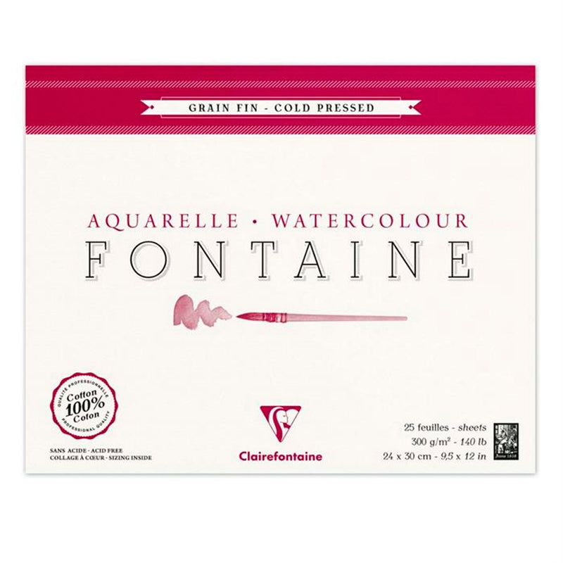 Clairefontaine Fontaine 24x30 cm 10 Sayfa Kenarı Yapışkanlı Suluboya Bloğu - Eskiz ve Sanatsal Resim De