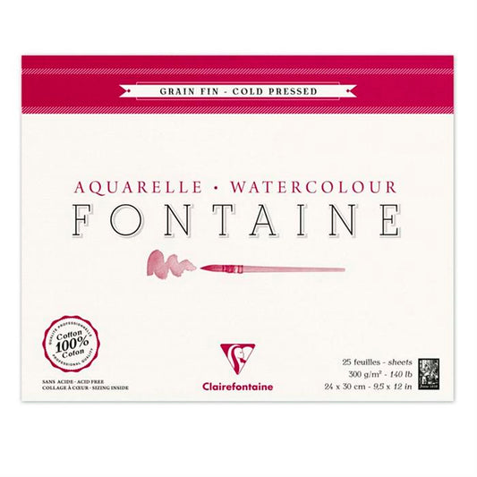 Clairefontaine Fontaine 24x30 cm 10 Sayfa Kenarı Yapışkanlı Suluboya Bloğu - Eskiz ve Sanatsal Resim De