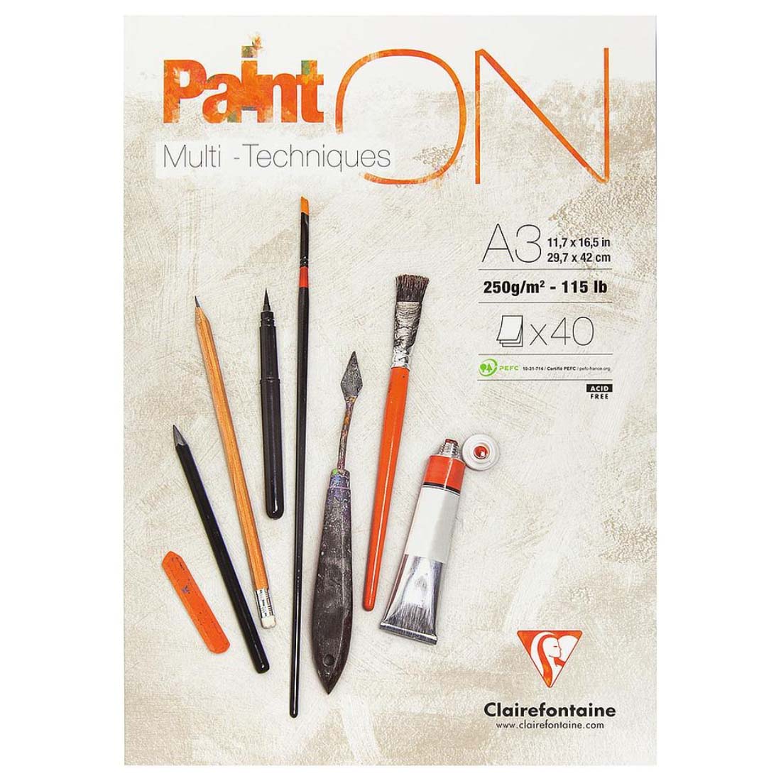 Clairefontaine Paint On 29.7x42 cm 250 gr 40 Sayfa Çizim Blok - Sanatsal Eskiz Defteri